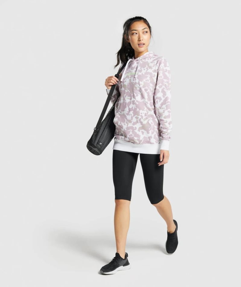 Women's Gymshark Camo Graphic Oversized Hoodie Light Purple | NZ 9YKLTQ